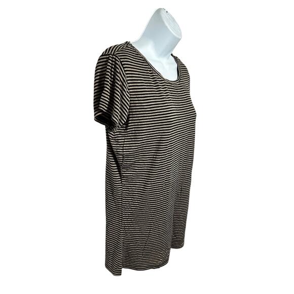 gnw Striped Top Sz XL Short Sleeve Tee Brown Black Blouse Versatile - Picture 3 of 5